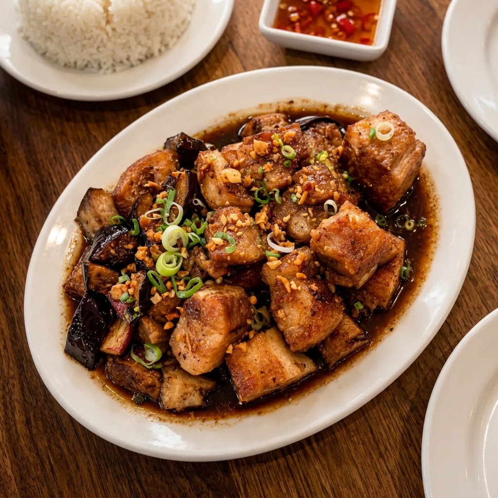 Filipino comfort food platters on a table at Mar's Sisig in Winnipeg